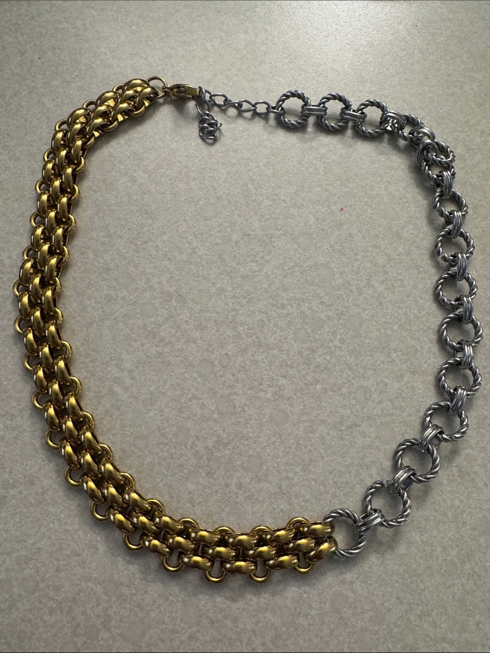 Mixed Metal Two-Tone Gold and Silver Chain Link Necklace
